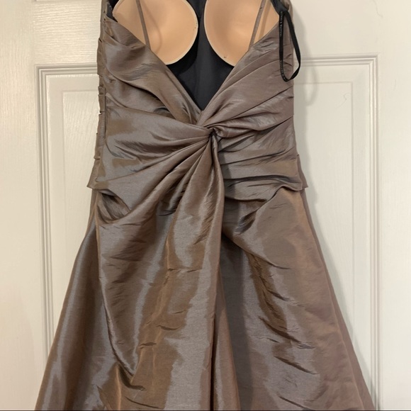 VINTAGE WATTERS & WATTERS Silvery Grey Chrome Bridesmaid Dress Formal Gown Sz 0 - Picture 10 of 16